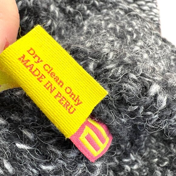 Kuna Striped Baby Alpaca Poncho Sweater With Cowl Neck Black Gray One Size - Picture 10 of 11